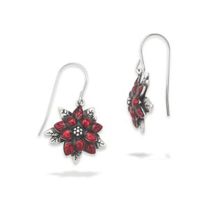 Sterling Silver Poinsettia Earrings