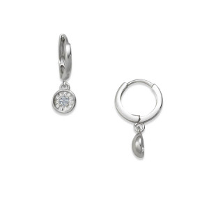 Sterling Silver Solaris Lab Created Diamond Huggie Earrings