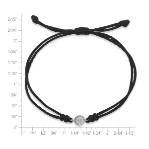 Sterling Silver Solaris Lab Created Diamond Black Cord Bracelet