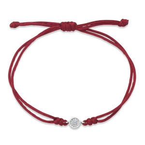 Sterling Silver Solaris Lab Created Diamond Red Cord Bracelet