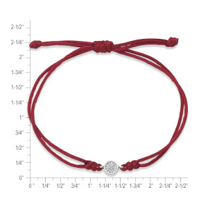 Sterling Silver Solaris Lab Created Diamond Red Cord Bracelet
