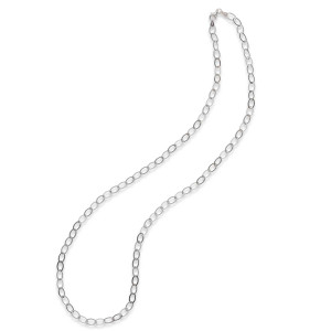 Sterling Silver Flat Oval Link Necklace 