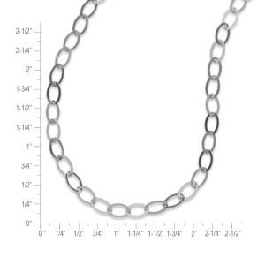 Sterling Silver Flat Oval Link Necklace 