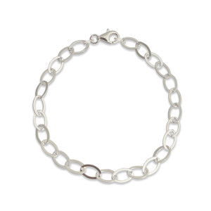 Sterling Silver Flat Oval Link Bracelet