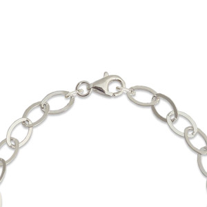 Sterling Silver Flat Oval Link Bracelet