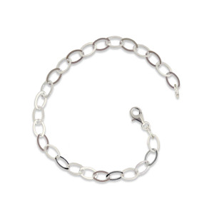 Sterling Silver Flat Oval Link Bracelet