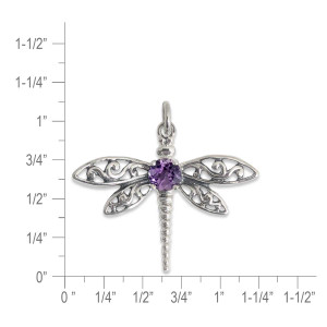 Sterling Silver Dragonfly Pendant with Amethyst