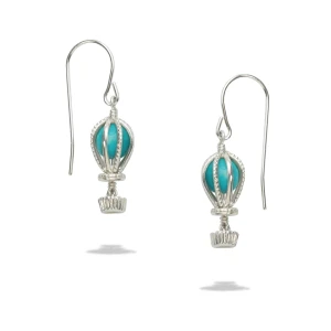 Sterling Silver Up & Away Turquoise Hot Air Balloon Earrings