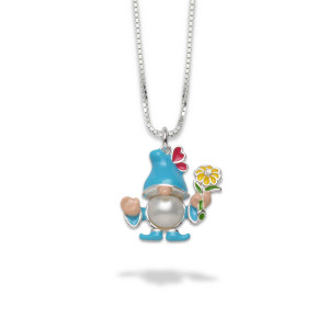 Sterling Silver Flower Gnome Pearl Pendant