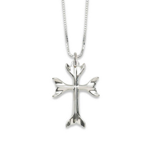 Sterling Silver Whale Tail Cross Pendant