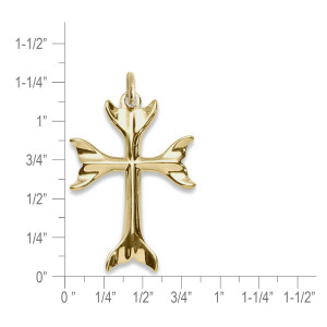 14k Gold Whale Tail Cross Pendant