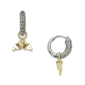 Sterling Silver & 14k Gold Mermaid Hoop Earrings