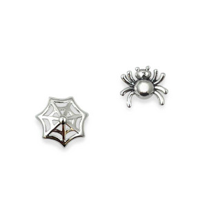 Sterling Silver Spider Web Post Earrings