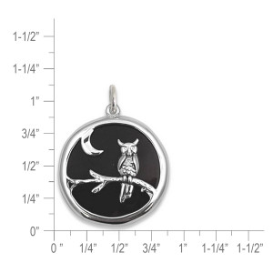 Sterling Silver Midnight Owl Pendant with Black Onyx