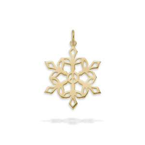 14K Gold 2025 Dove of Peace Snowflake Charm