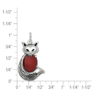 Sterling Silver Sly Fox Pendant with Carnelian