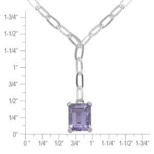 Sterling Silver Amethyst Emerald-Cut Y Necklace