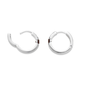 Sterling Silver Garnet Inset Huggie Hoops