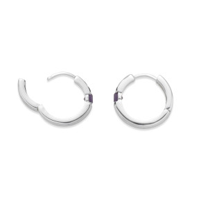 Sterling Silver Amethyst Inset Huggie Hoops