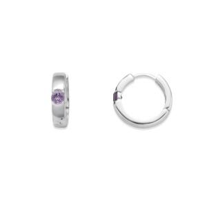 Sterling Silver Amethyst Inset Huggie Hoops