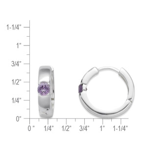 Sterling Silver Amethyst Inset Huggie Hoops