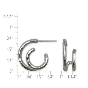 Sterling Silver Double Hammered Hoop Earrings