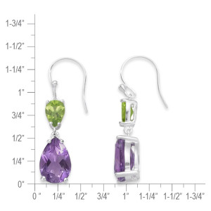 Sterling Silver Amethyst & Peridot Drop Earrings