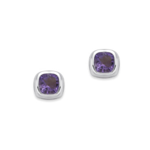 Sterling Silver Amethyst Cushion-Cut Earrings