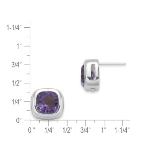 Sterling Silver Amethyst Cushion-Cut Earrings
