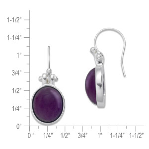 Sterling Silver Amethyst Oval Cabochon Earrings