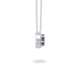 Sterling Silver Amethyst & White Topaz Halo Necklace
