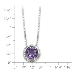 Sterling Silver Amethyst & White Topaz Halo Necklace