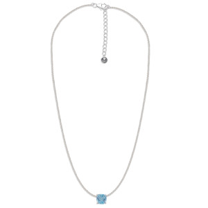 Sterling Silver Blue Topaz Cushion-Cut Necklace