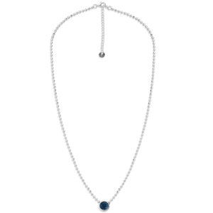 Sterling Silver Bezel-Set Sapphire Necklace
