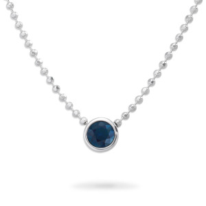 Sterling Silver Bezel-Set Sapphire Necklace