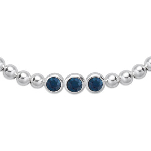 Sterling Silver Bezel-Set Sapphire Beaded Stretch Bracelet
