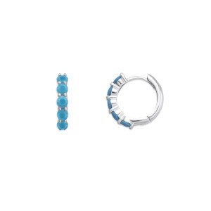 Sterling Silver Nano Turquoise Huggie Hoop Earrings