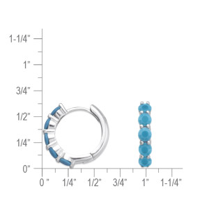 Sterling Silver Nano Turquoise Huggie Hoop Earrings