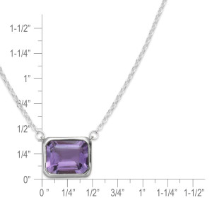 Sterling Silver Amethyst Emerald-Cut East-West Necklace