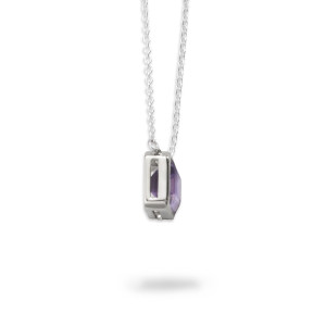 Sterling Silver Amethyst Emerald-Cut East-West Necklace