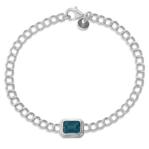 Sterling Silver London Blue Topaz Double Curb Chain Bracelet