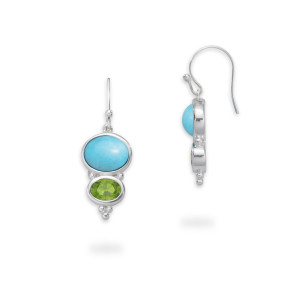 Sterling Silver Turquoise & Peridot Earrings
