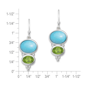 Sterling Silver Turquoise & Peridot Earrings