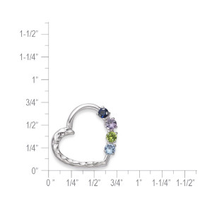 Sterling Silver Family Birthstone Heart Pendant 4 Stones