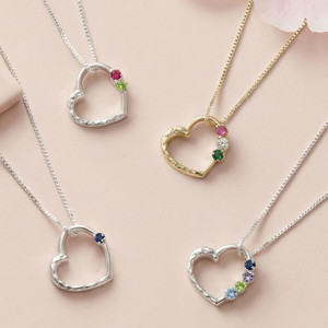 14k gold heart pendant 3 birthstones