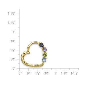 14k gold heart pendant 4 birthstones front view