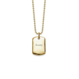14K Gold Personalized Dog Tag Pendant