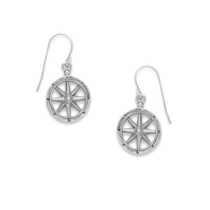 Sterling silver compass earrings