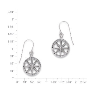 Sterling silver compass earrings size