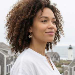 14K Gold Stay the Course Compass Earrings